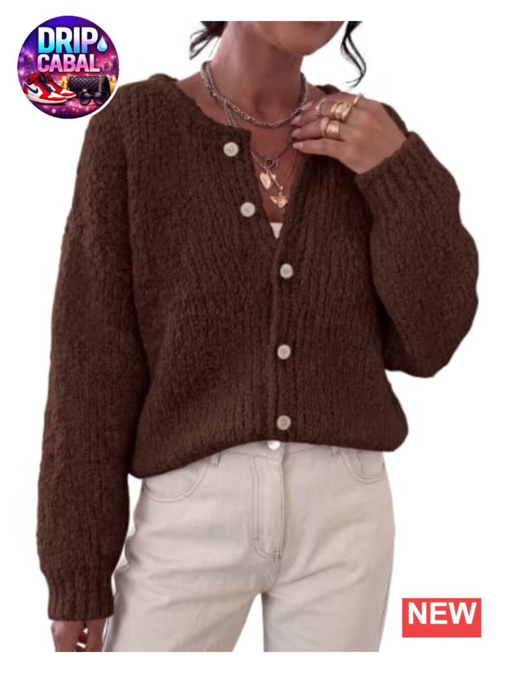 Women's Chunky Knit Cardigan - Button Down Long Sleeve Cozy Sweater